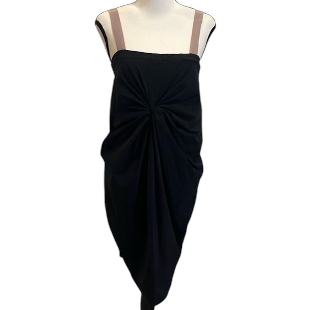 Zero + Maria Cornejo Black Gathered Tank Dress Unique Draped Shelf Bra Size 6